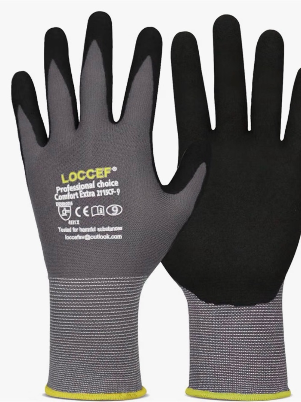 Gray Work Gloves with Black Palm - Comfort Extra